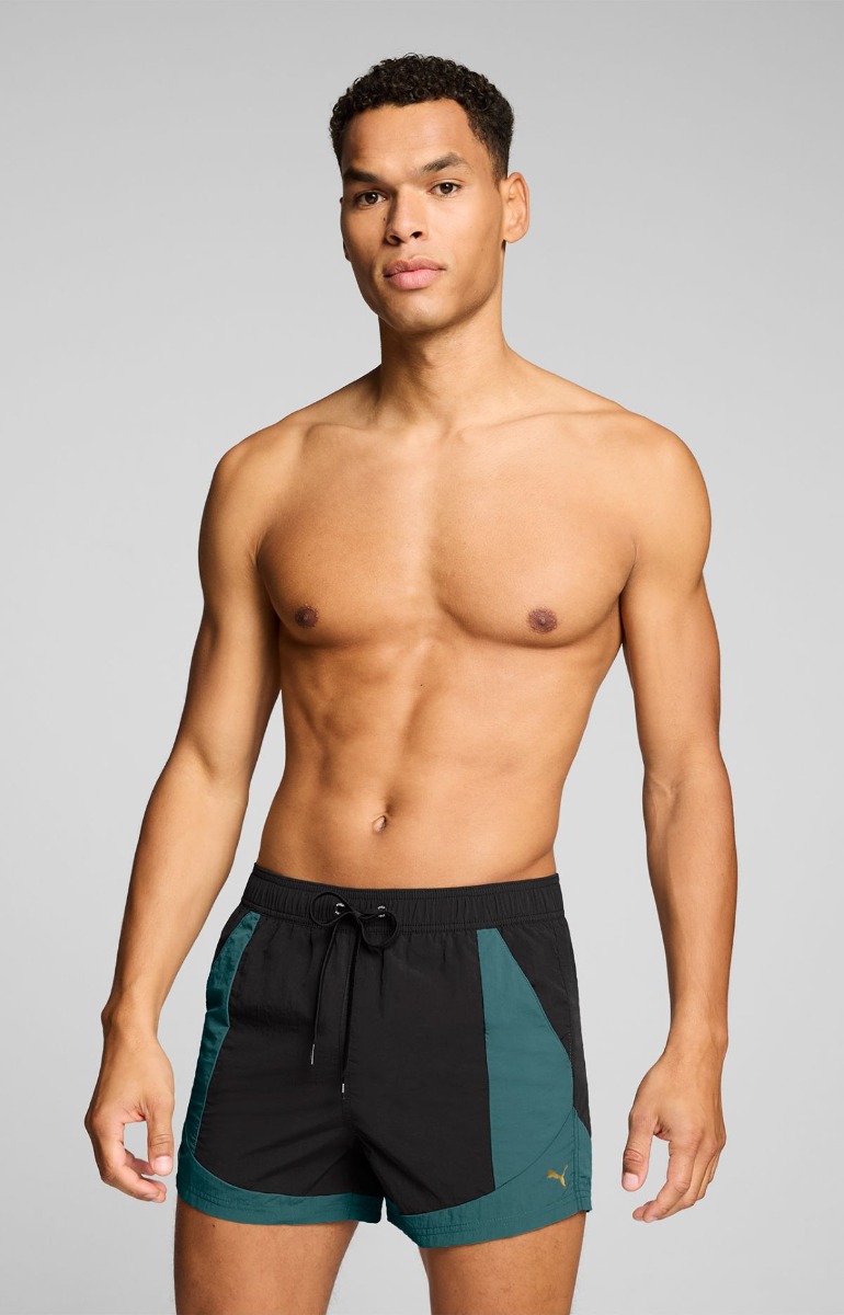 Puma Zwembroek Heren Shorts Crinkle Colour Block Zwart / Mint Jelly-L