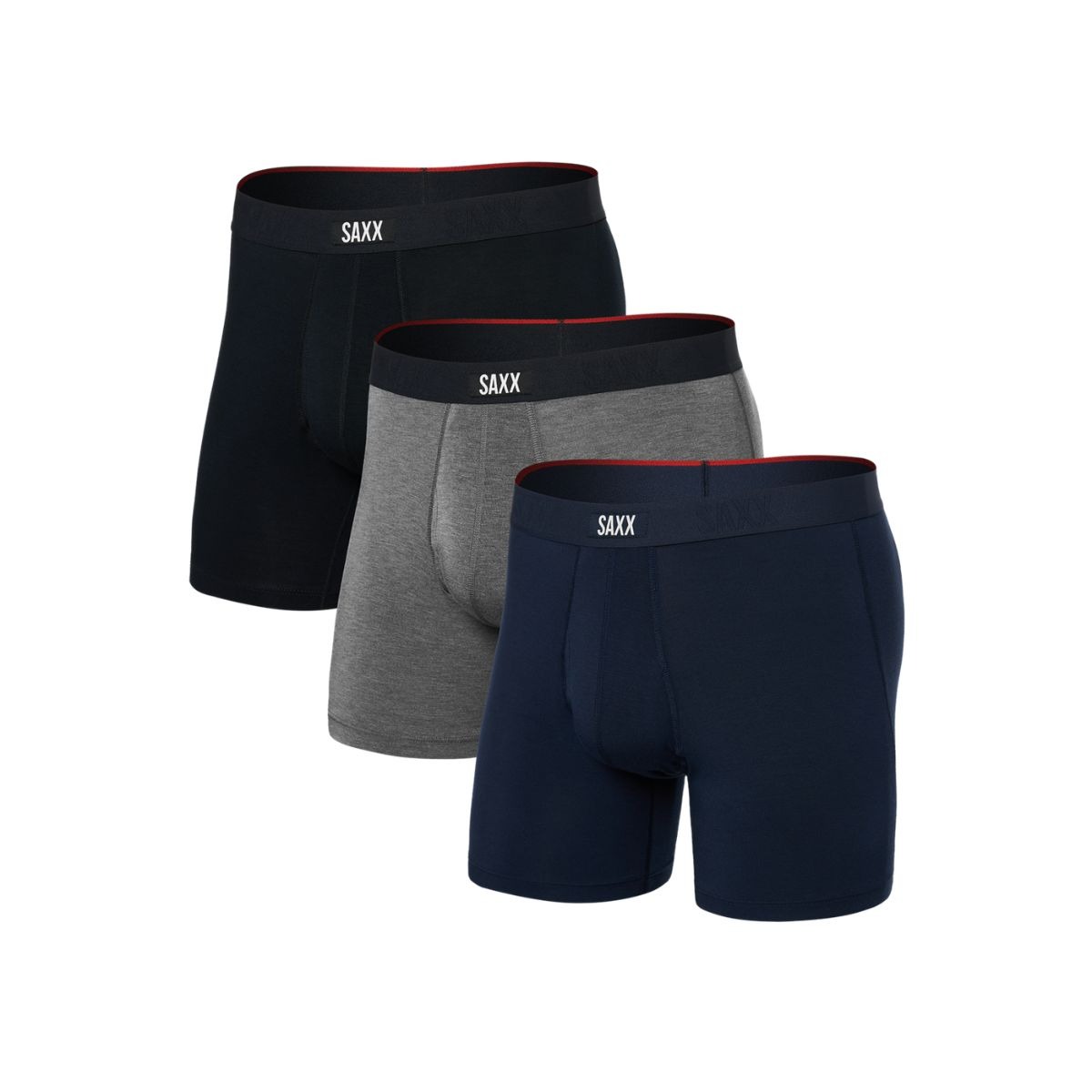 SAXX Boxershorts Vibe Xtra Soft Comfort - 3-pack - Zwart / Grijs / Navy-S