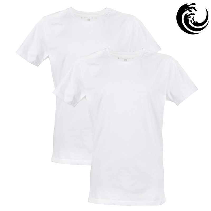 Vinnie-G Heren T-shirt Ronde hals Wit 2-pack-L