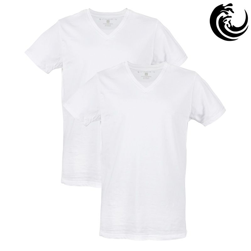 Vinnie-G Heren T-shirt V-hals Wit 2-pack-M