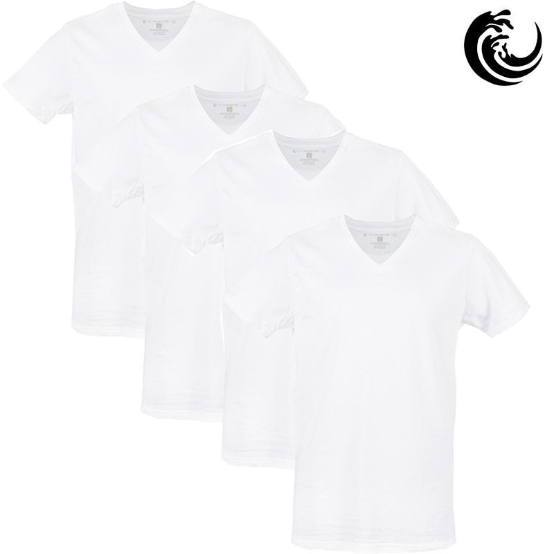 Vinnie-G Heren T-shirt V-hals Wit 4-pack-M