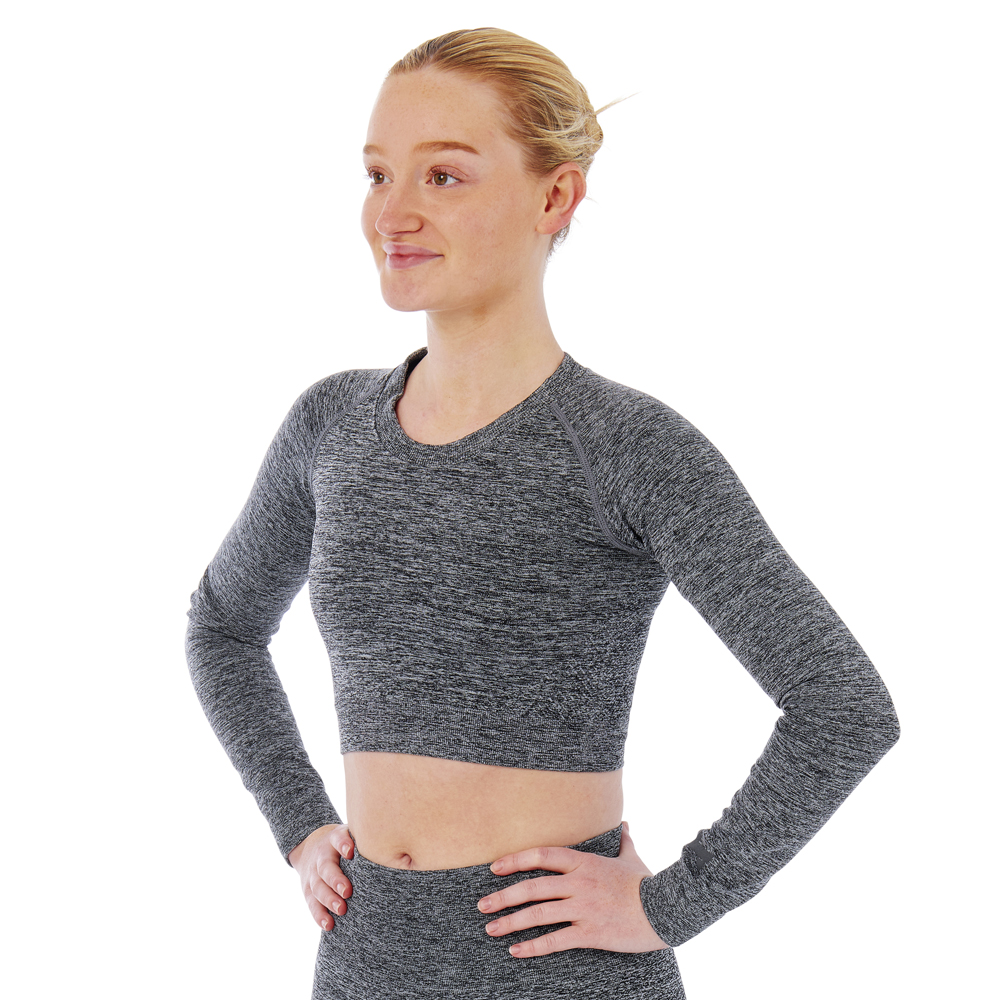 Xtreme Sportswear Croptop lange mouwen Dames Antraciet Melange-L