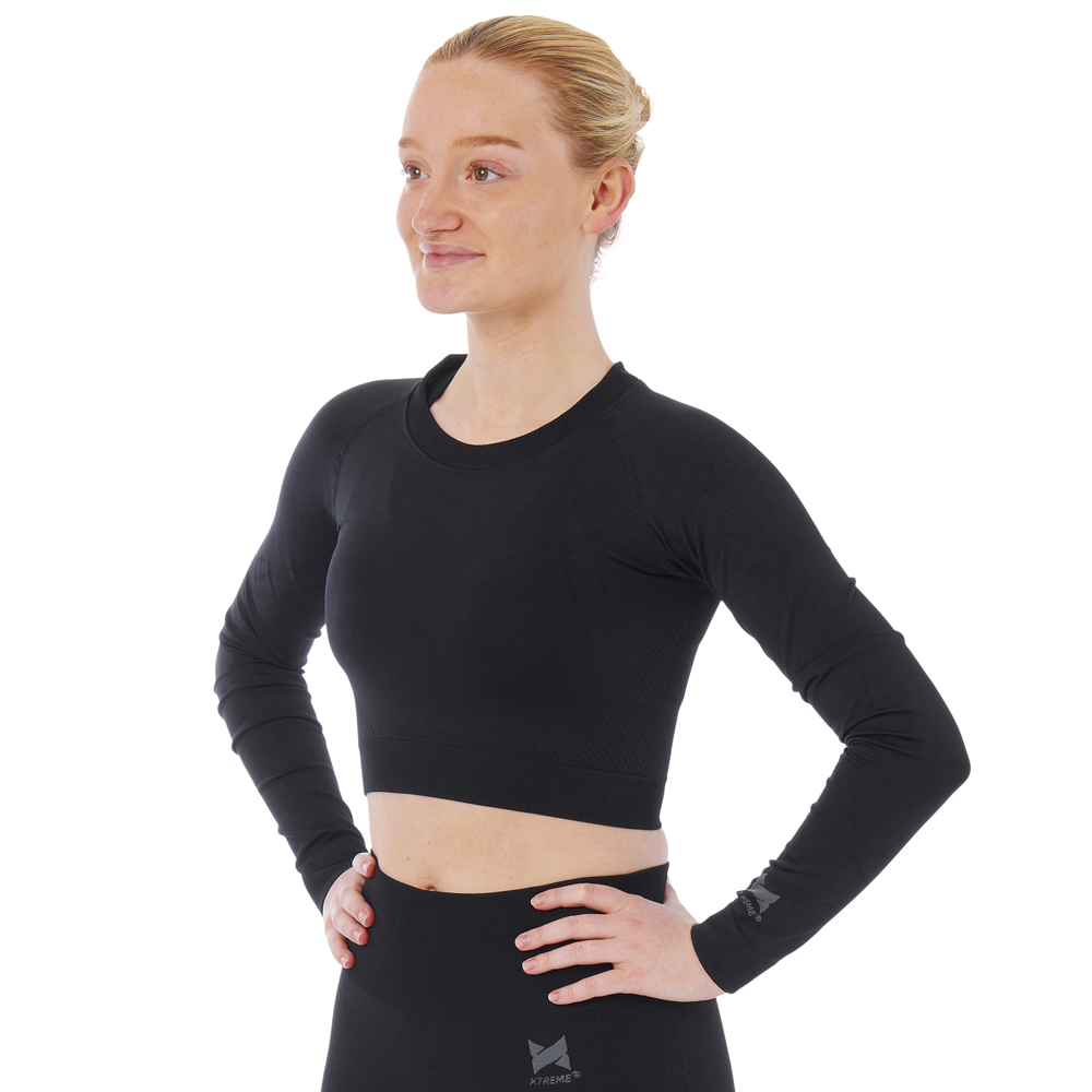 Xtreme Sportswear Croptop lange mouwen Dames Zwart-M