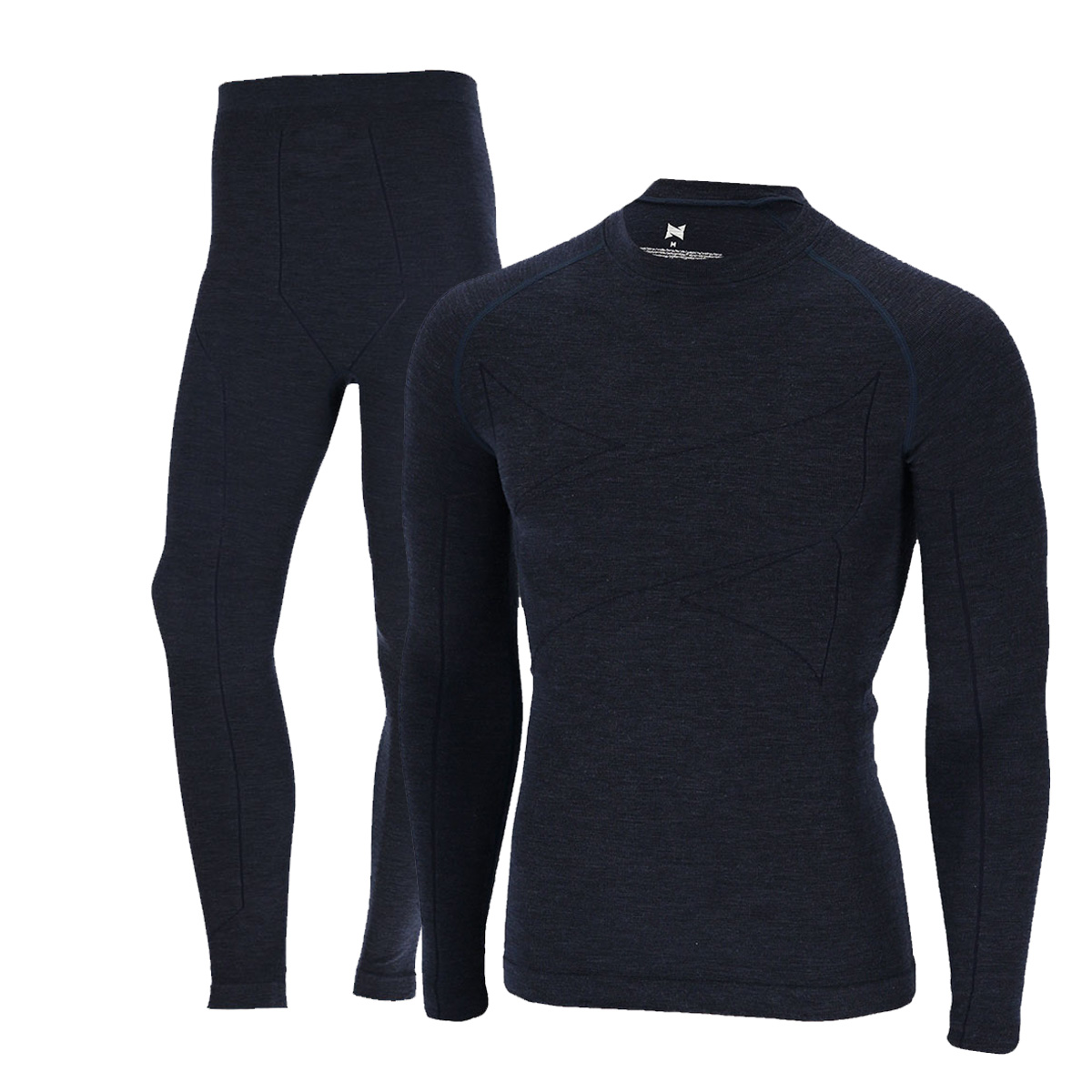 Xtreme Thermoset Heren Merino Wol - Thermoshirt + Thermolegging - Navy Melange-M