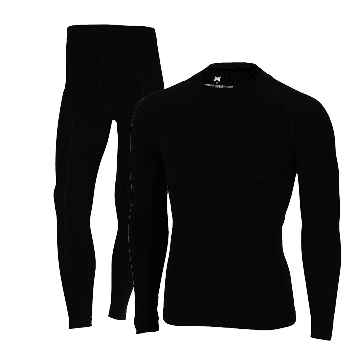 Xtreme Thermoset Heren Merino Wol - Thermoshirt + Thermolegging - Black Melange-L