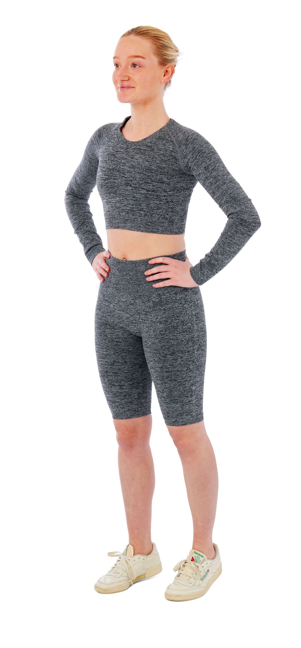 Xtreme Sportswear Dames Sportset - Korte Sportlegging + Sport Croptop - Antraciet Melange-S