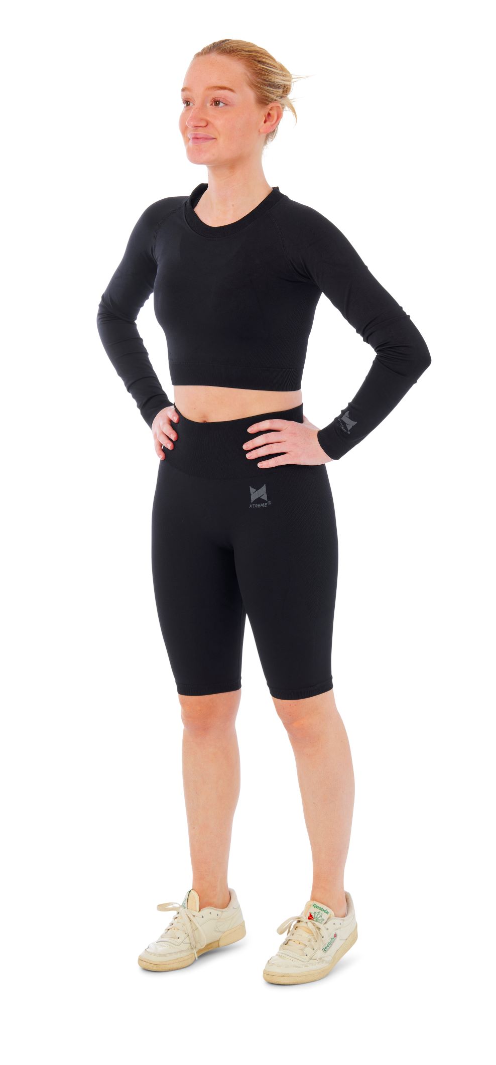 Xtreme Sportswear Dames Sportset - Korte Sportlegging + Sport Croptop - Zwart-XL