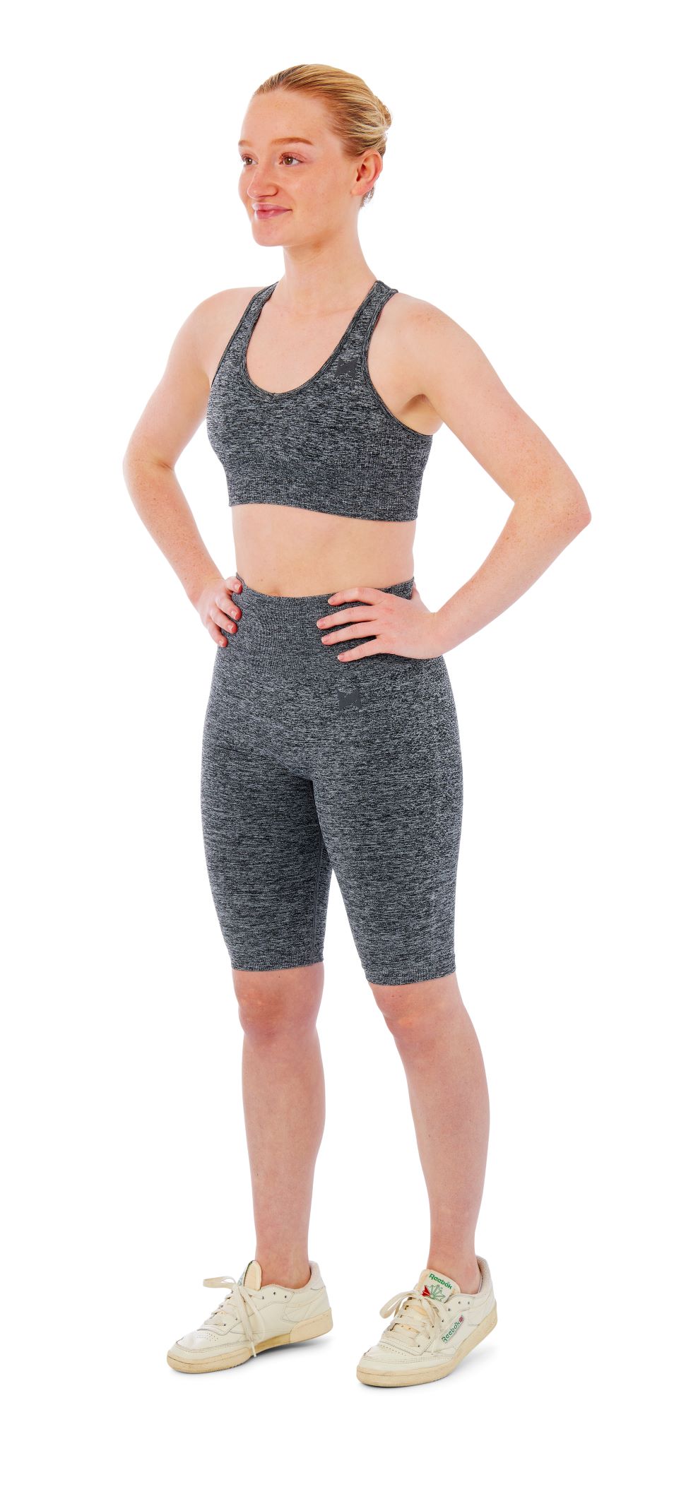 Xtreme Sportswear Dames Sportset - Korte Sportlegging + Sporttop - Antraciet Melange-S